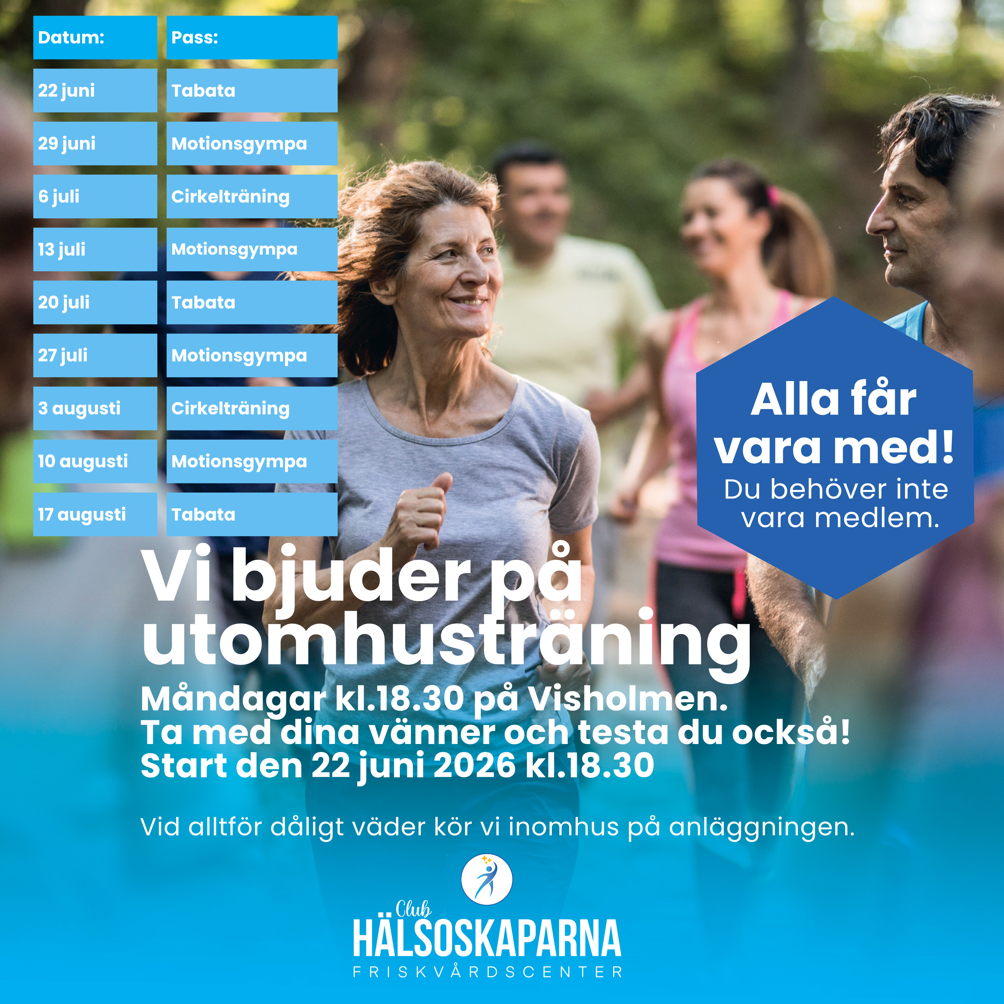 Bor du i Strängnäs och vill känna dig starkare, piggare och gladare i sommar? Då vill vi bjuda in dig till vår populära sommarträning utomhus på vackra Visholmen! 