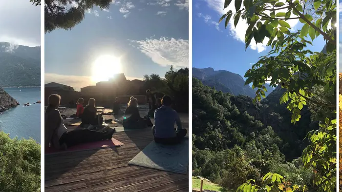 Vackra vyer från resa till Korsika med vandring, yoga, dans och livsnjutning